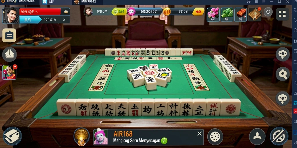 Screenshot utama AIR168 menunjukkan aksi seru dalam permainan Mahjong.