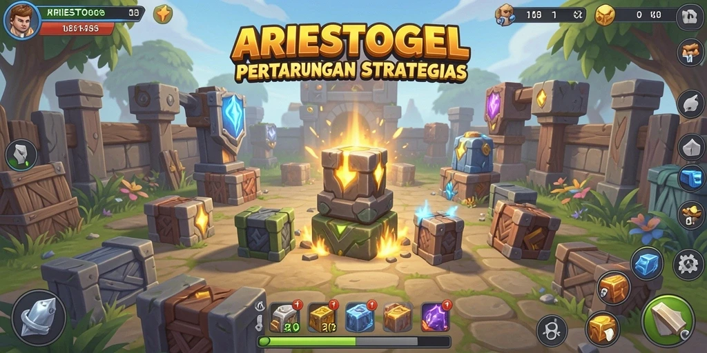 Tangkapan layar ARIESTOGEL menampilkan aksi seru dalam Tower Defense.
