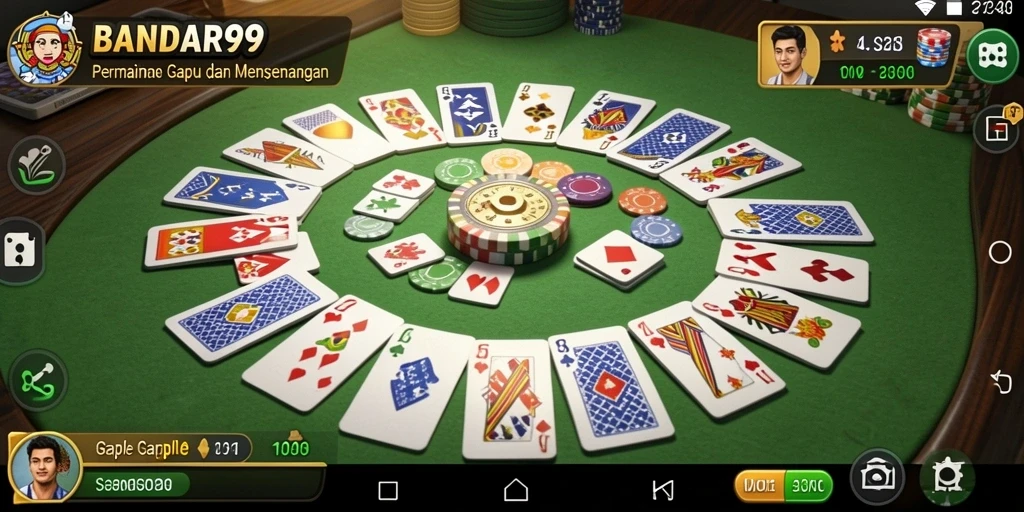 Tampilan menarik dari gameplay Gaple di BANDAR99.
