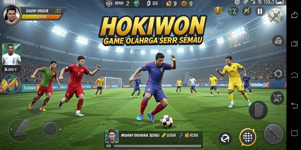 Tampilan gameplay seru di HOKIWON dengan aksi olahraga menegangkan.