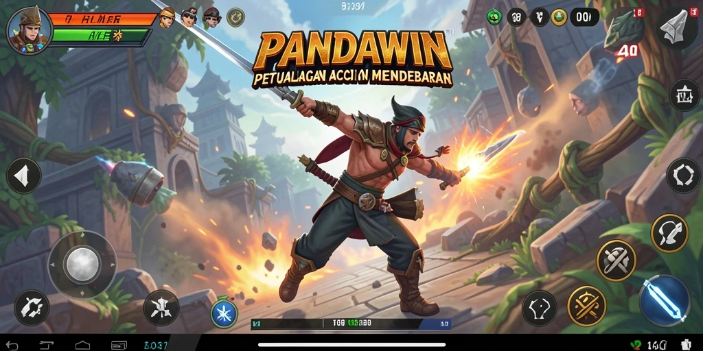 Tampilan gameplay mendebarkan di PANDAWIN yang penuh aksi.