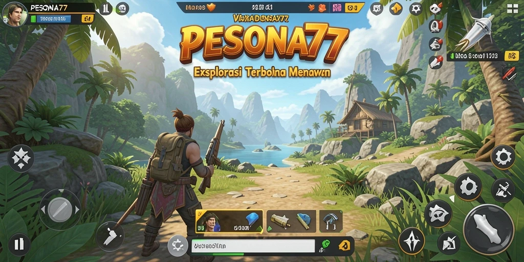 Screenshot menunjukkan pemain menjelajahi dunia terbuka yang kaya dan detail.