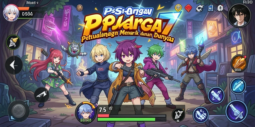 Tampilan dinamis gameplay PSG77 dengan karakter Anime yang menarik.