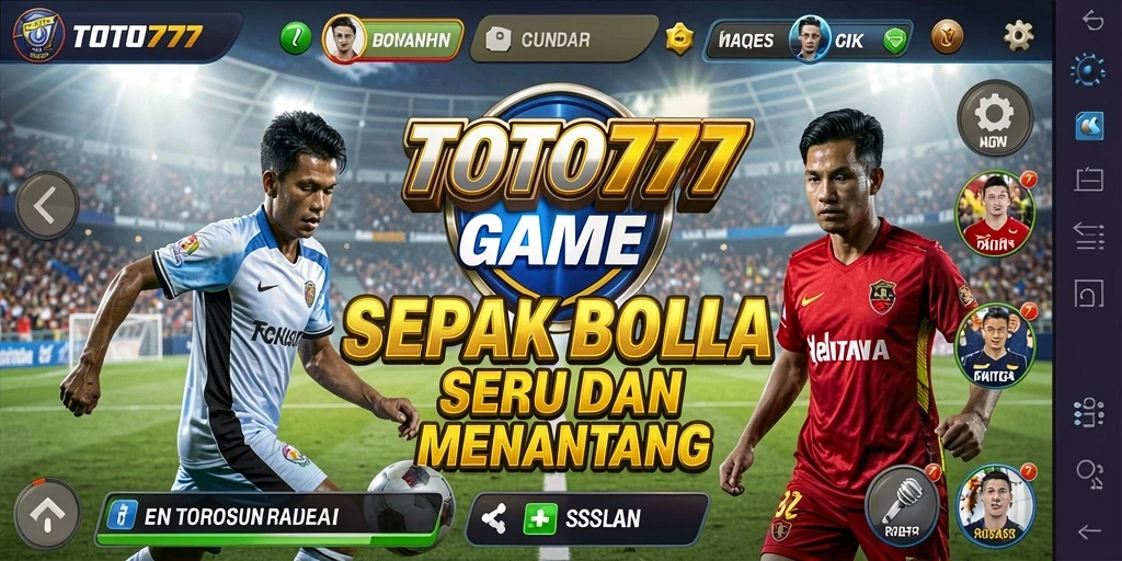 Screenshot gameplay TOTO777 dengan aksi seru di lapangan sepak bola.